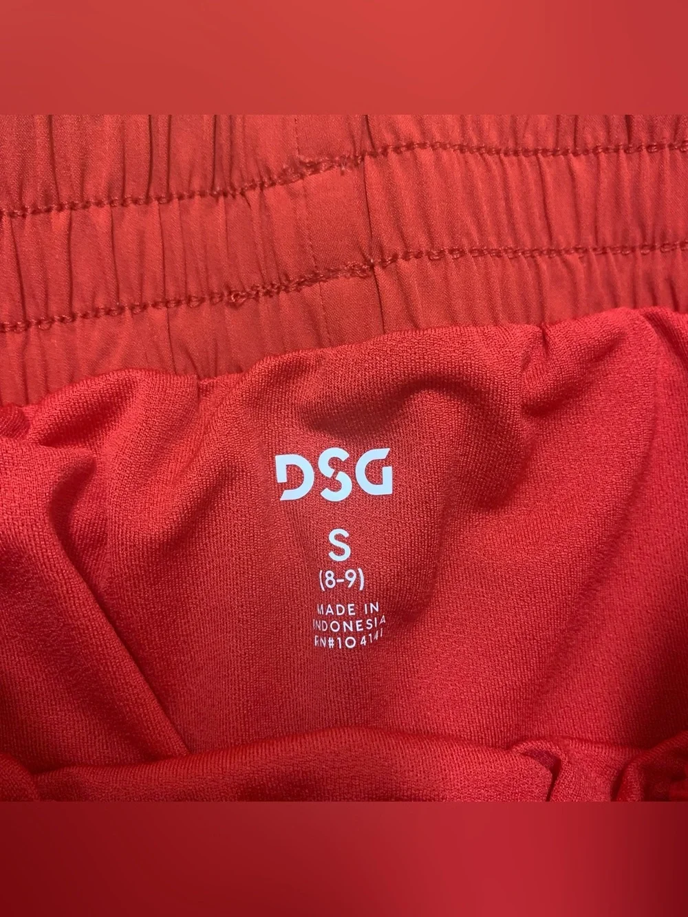 DSG Girls Solid Red Mid Rise Athletic Stride Shorts Size S 8-9 Built In Brief